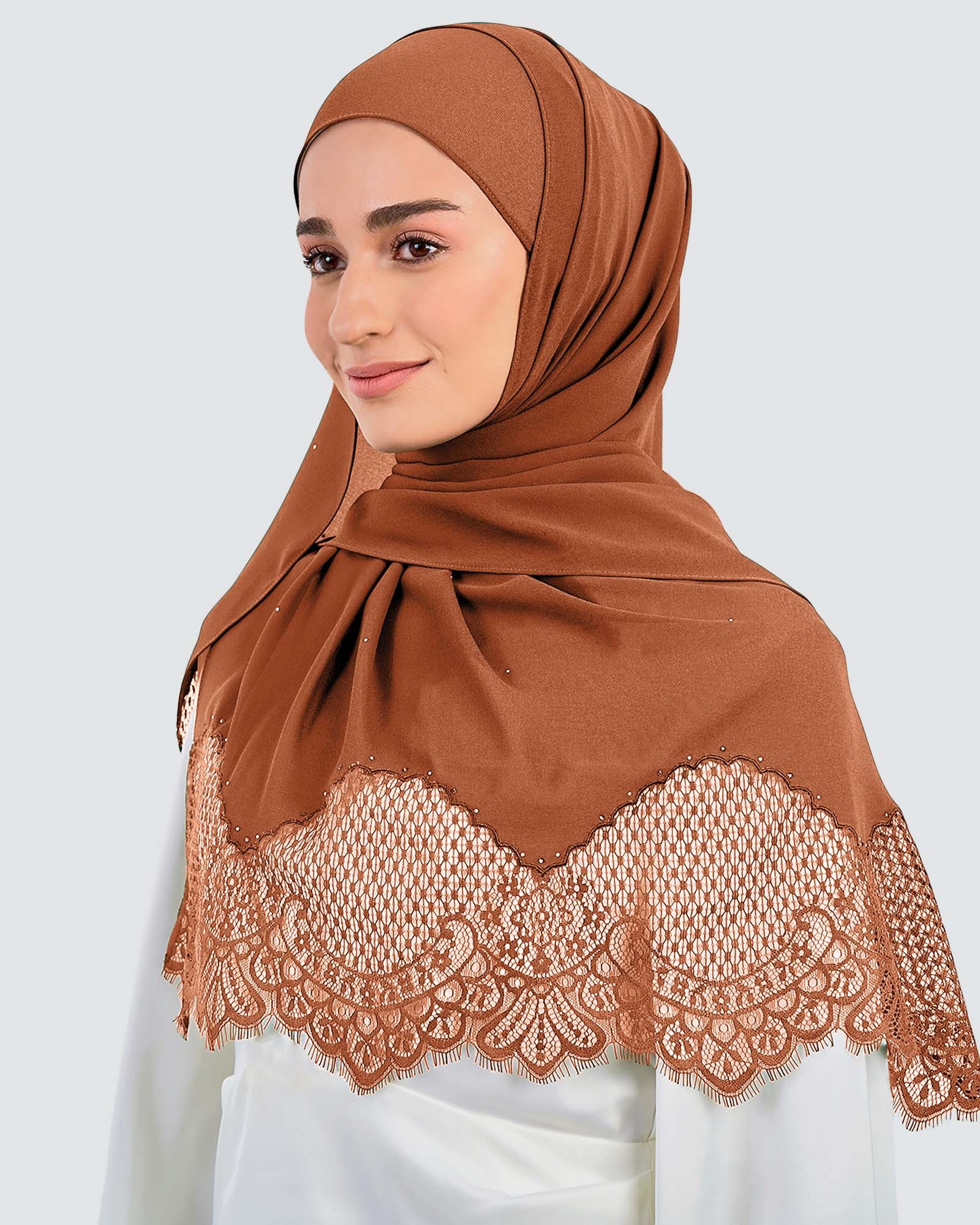 JANNA LACE CRYSTAL SHAWL - TERRACOTTA