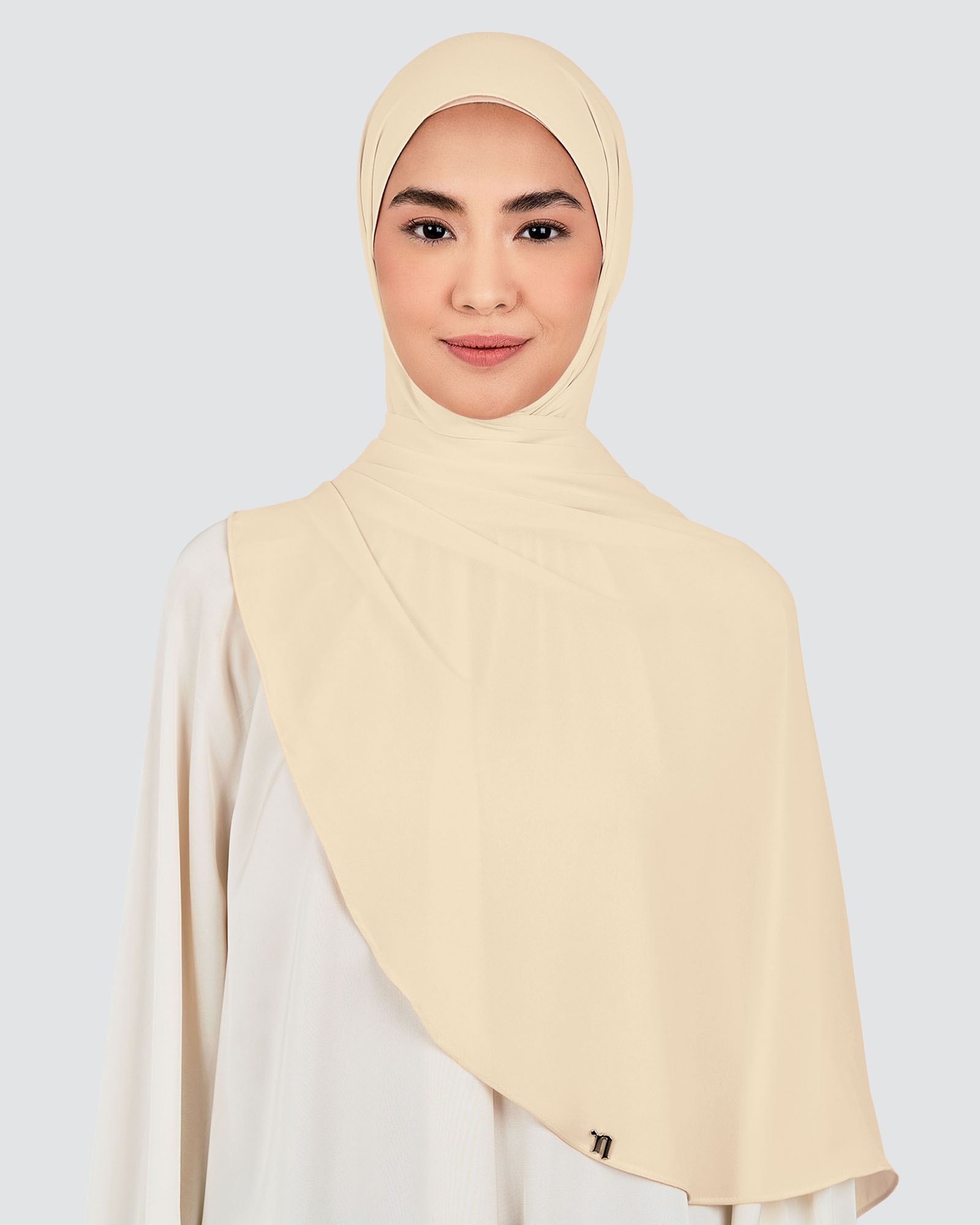 LONG CHIFFON SHAWL - BISCUIT
