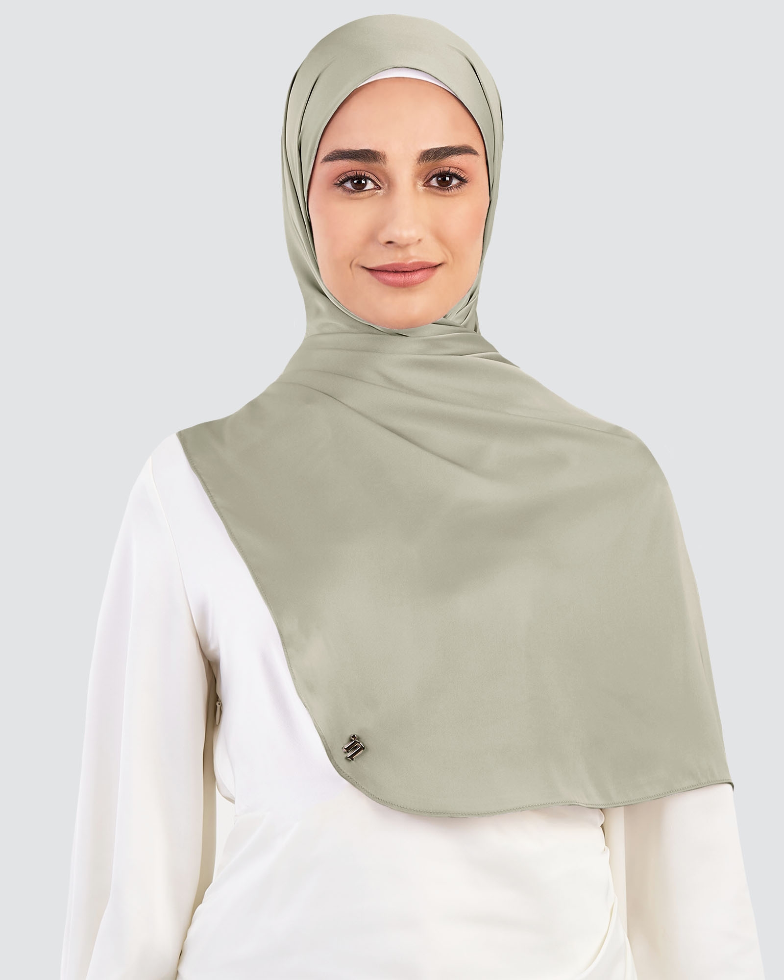 LUNA SATIN SHAWL - STEEL