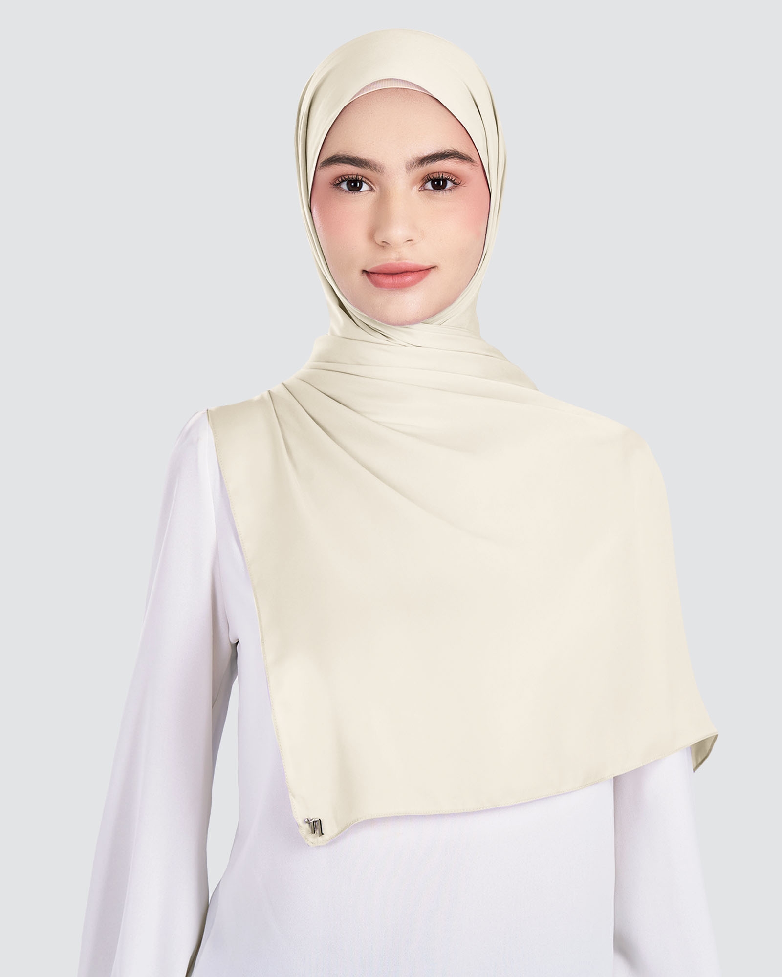 MARISA MATTE SATIN SHAWL - CREAM