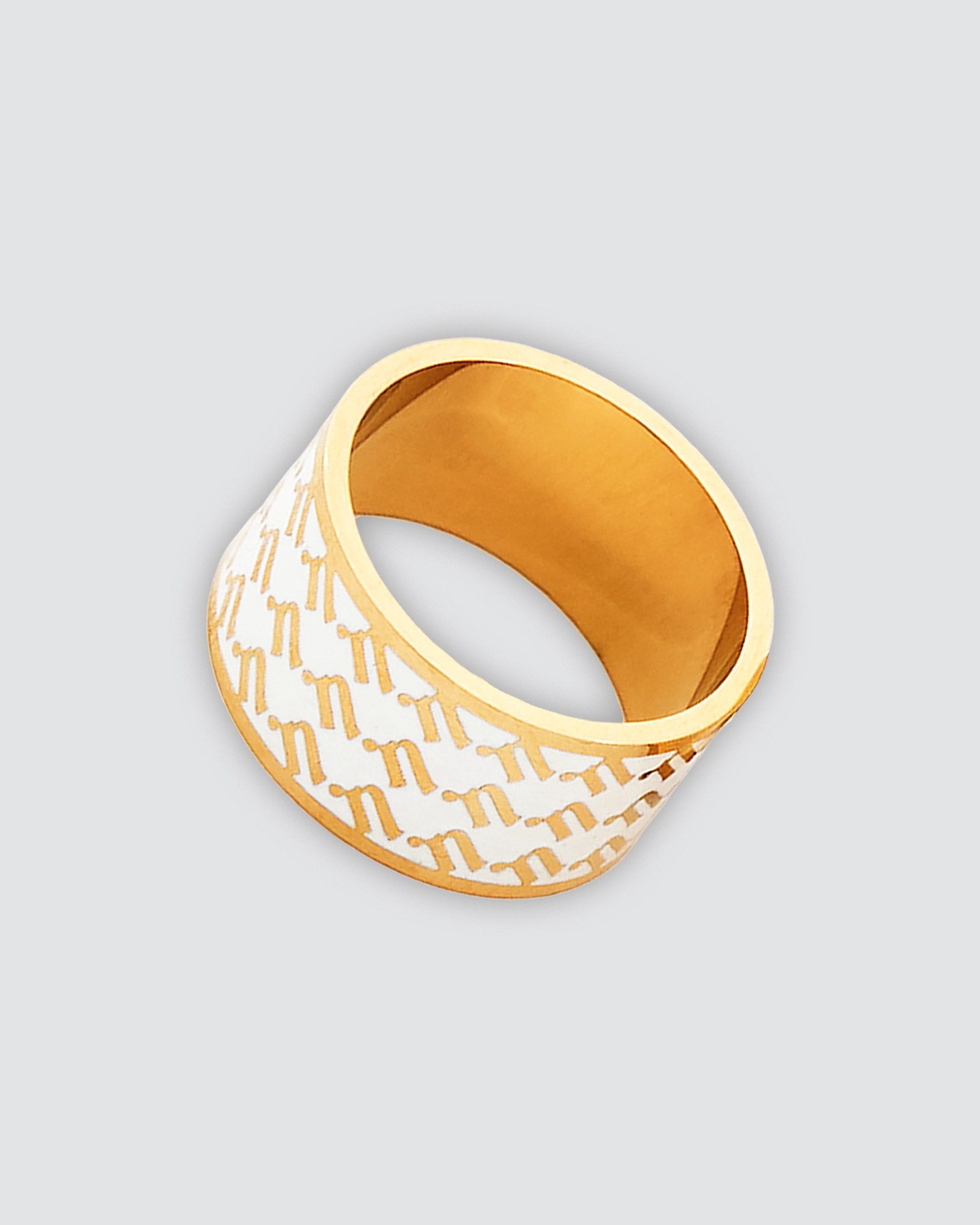 N MONOGRAM HIJAB RING - WHITE/GOLD