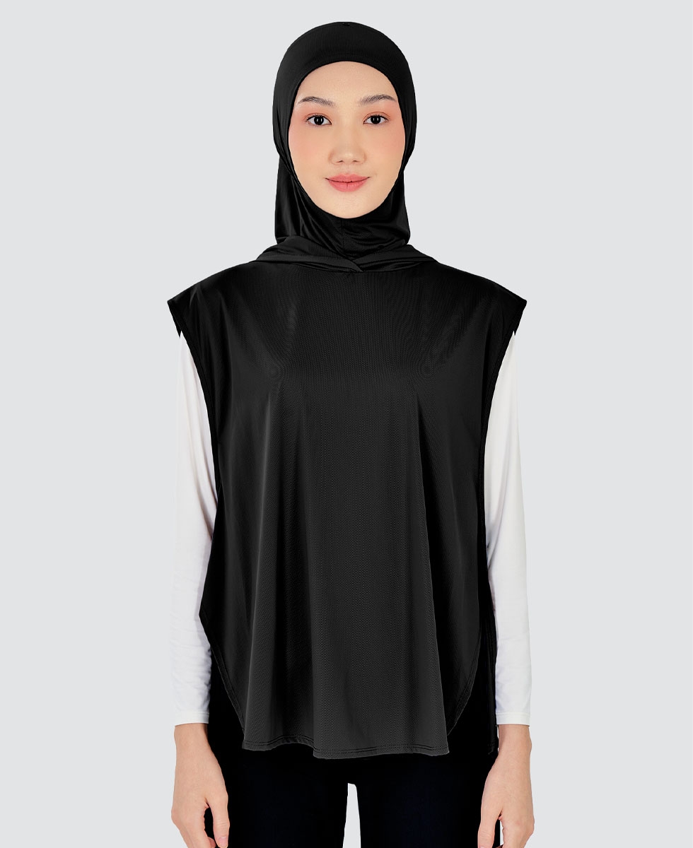 nPOWER HOODIE VEST HIJAB - BLACK