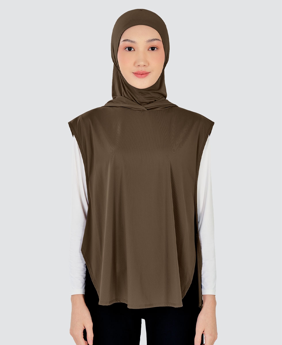 nPOWER HOODIE VEST HIJAB - COFFEE BEAN