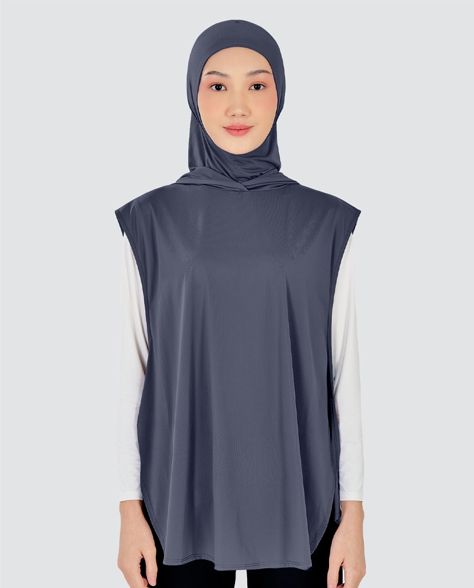 nPOWER HOODIE VEST HIJAB MAXI - STEEL BLUE