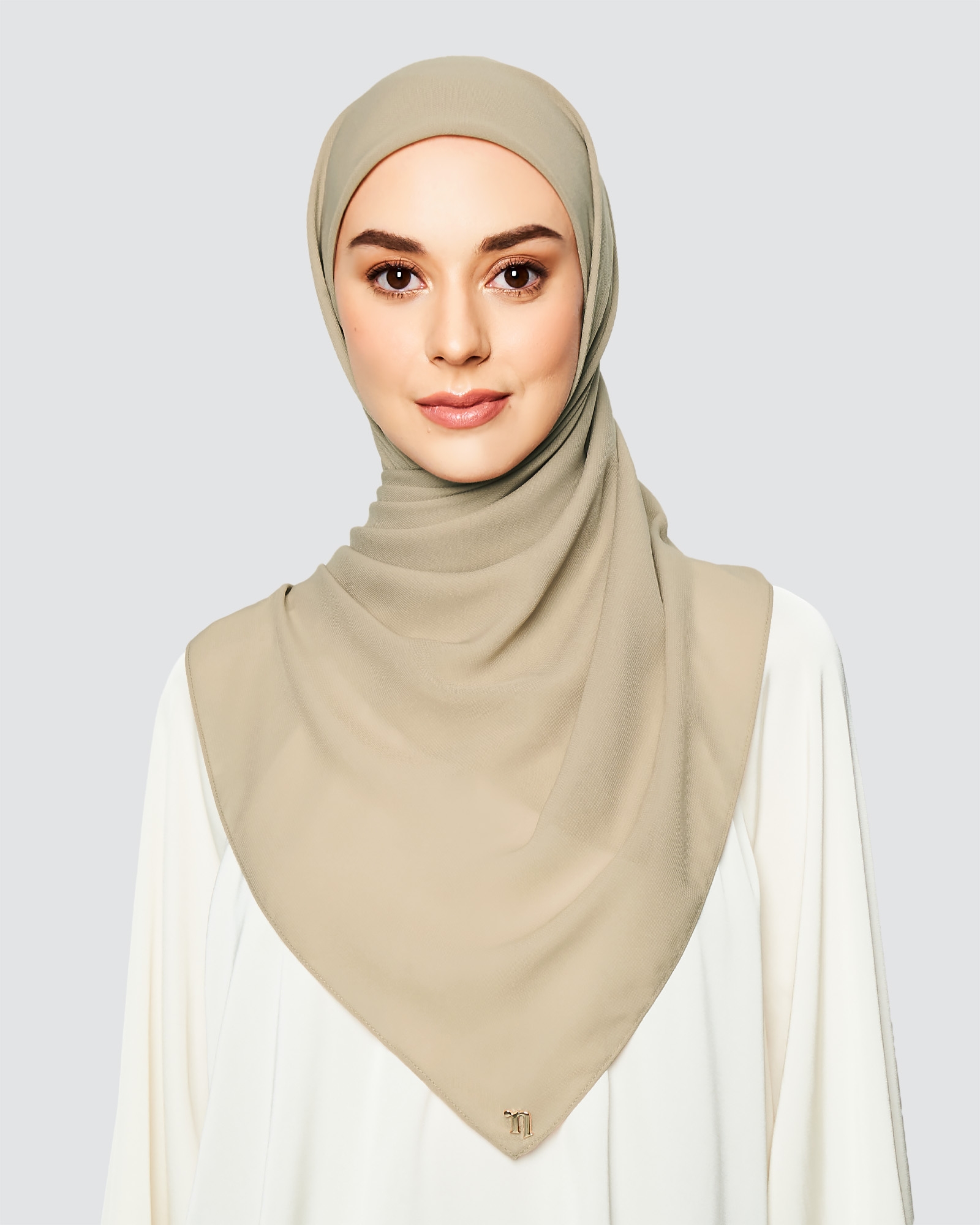 YASMINE WOOL CHIFFON SQUARE - BROWN SUGAR