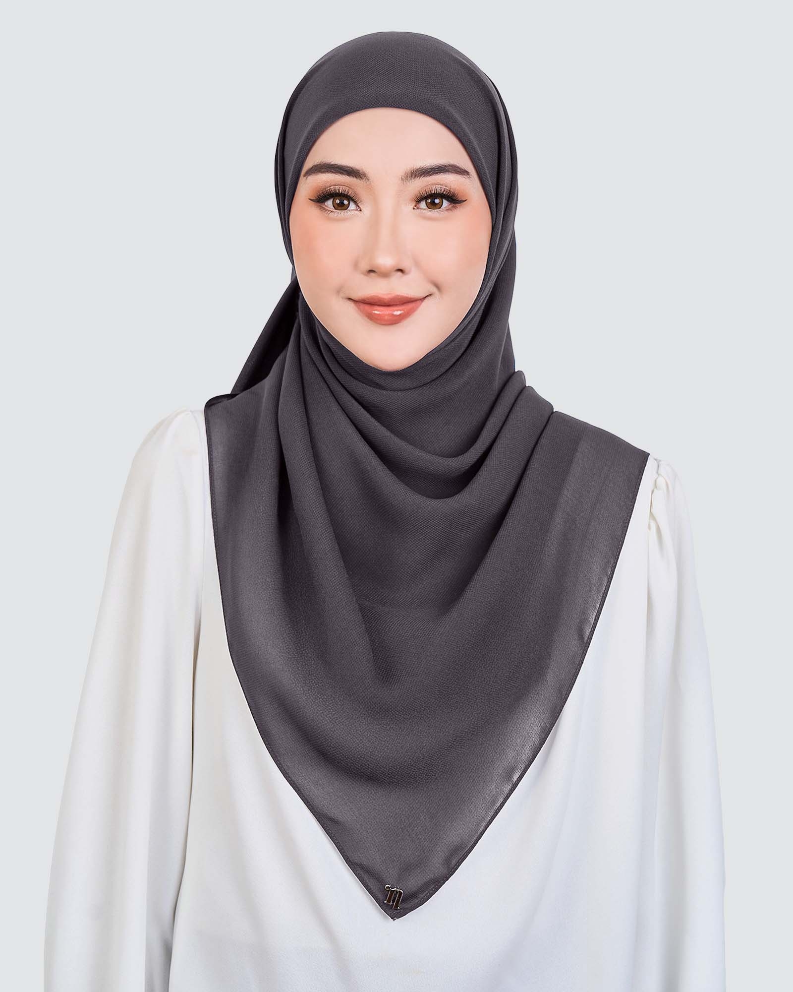 YASMINE WOOL CHIFFON SQUARE - DUSTY GREY