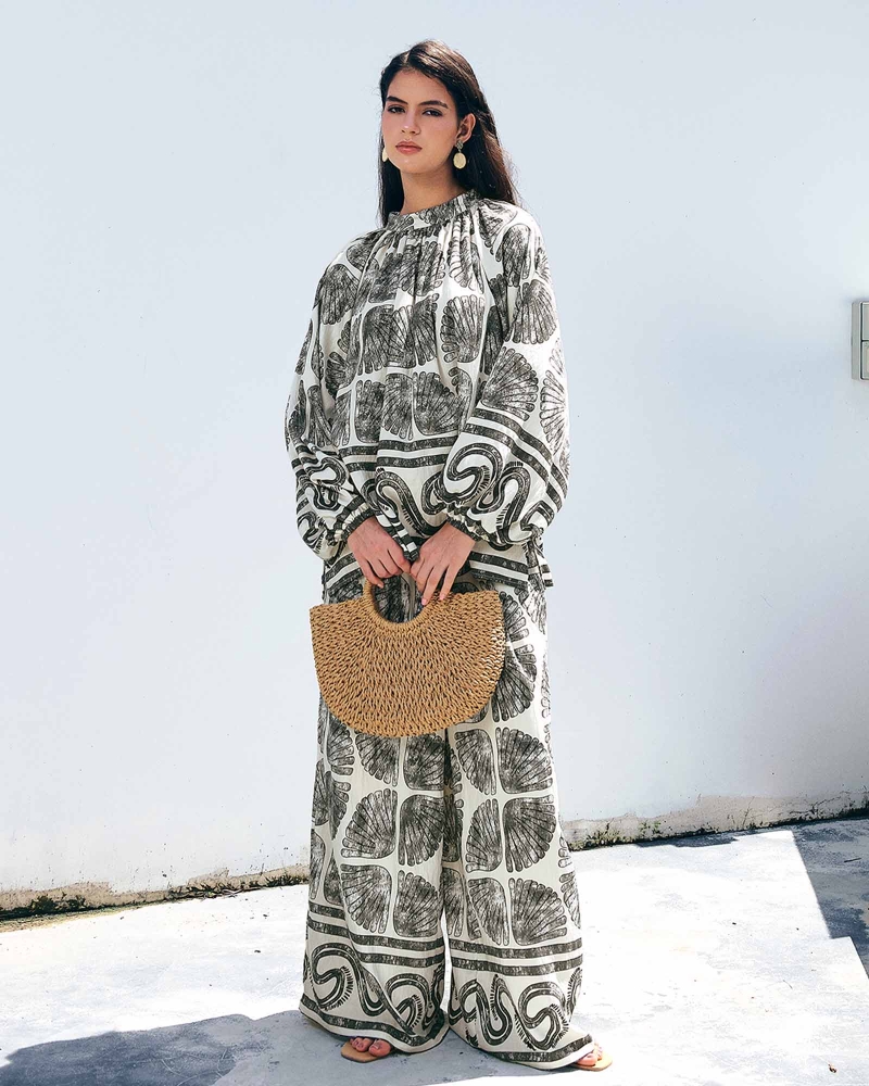 BLUE CRUISE RAYON CO-ORD SET - SEASHELL