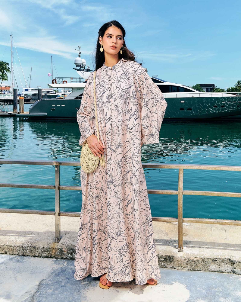 BLUE CRUISE RELAXED-FIT KAFTAN DRESS - BREEZE