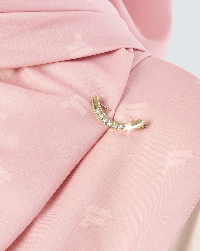 Image of CURVED CRYSTAL PIN - GOLD