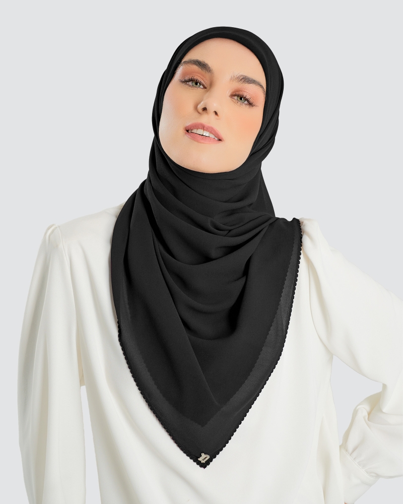 DELILAH CHIFFON SQUARE - BLACK