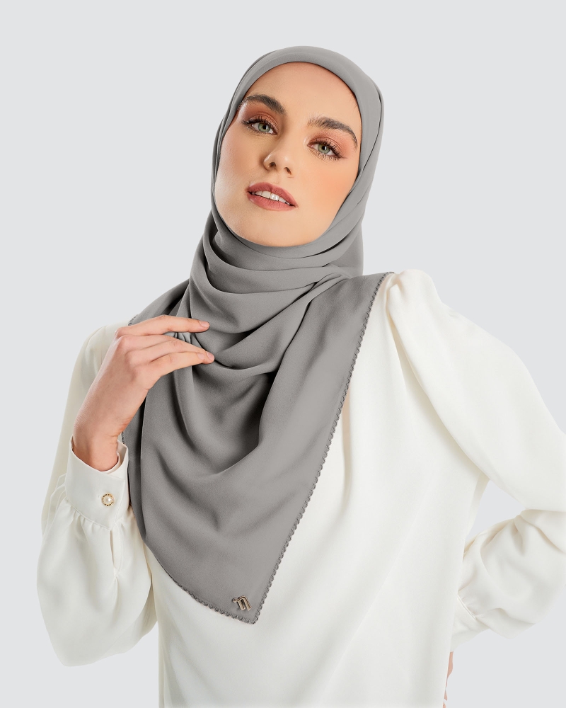 Image of DELILAH CHIFFON SQUARE - SMOKESTONE