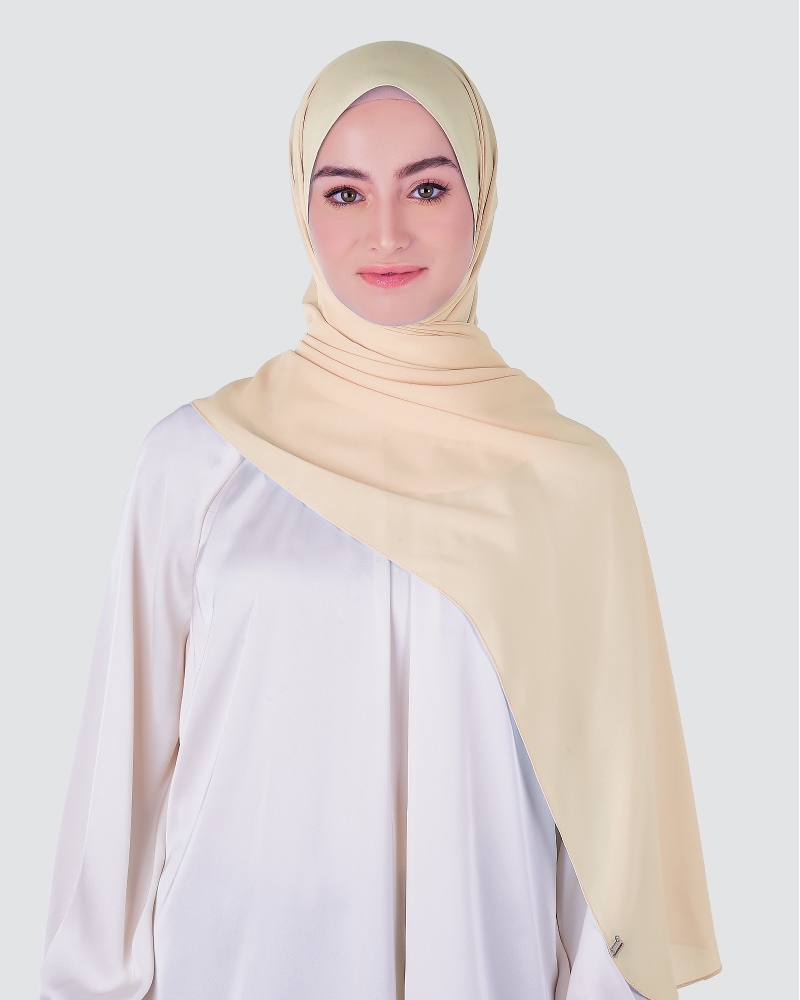 Image of DOTTY TEXTURED CHIFFON SHAWL - BISCUIT