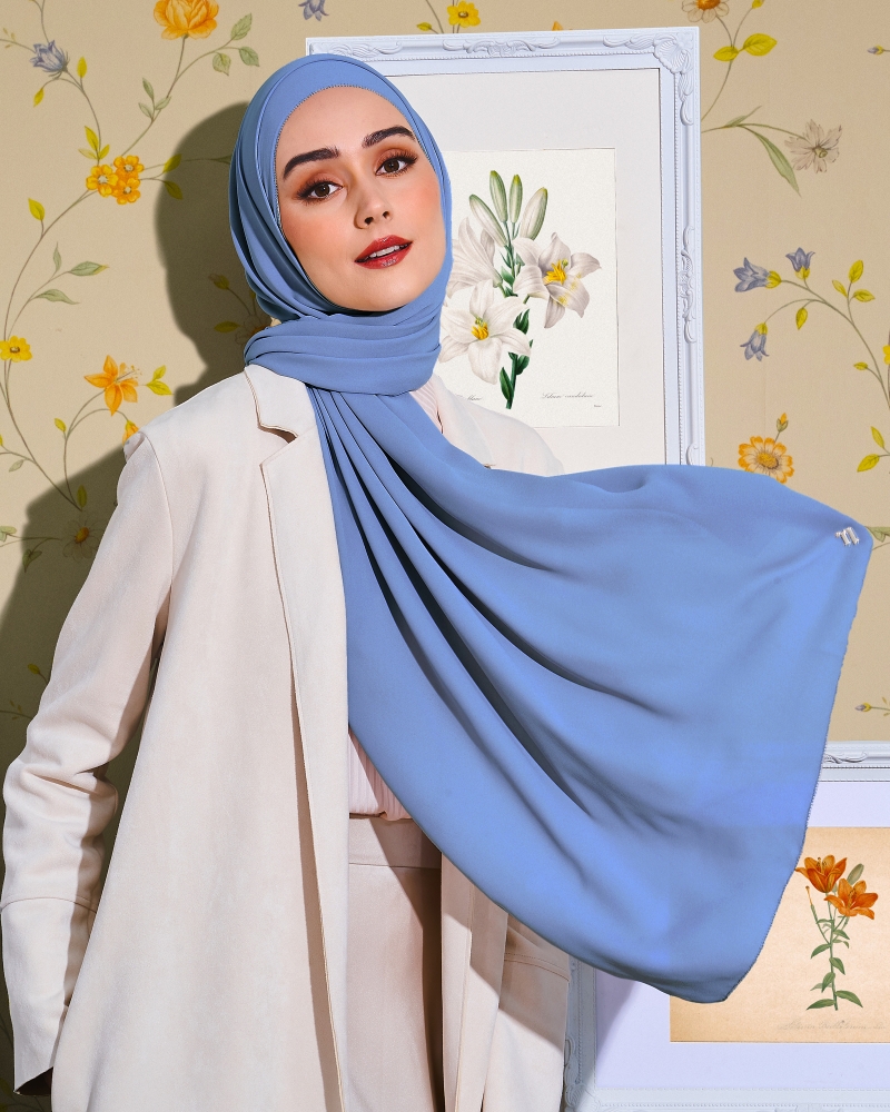 Image of EILA CHIFFON SHAWL - LAVENDER BLUE