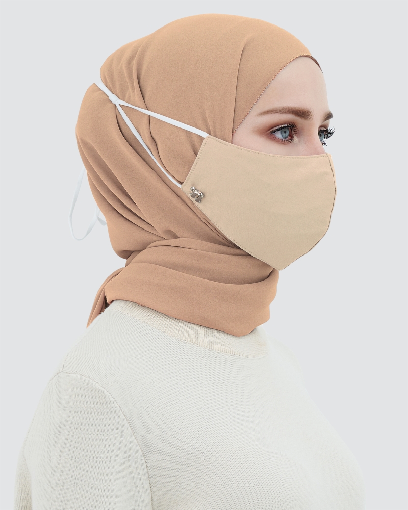 3-PLY COTTON FACE MASK - ADJUSTABLE STRAP - CREAM