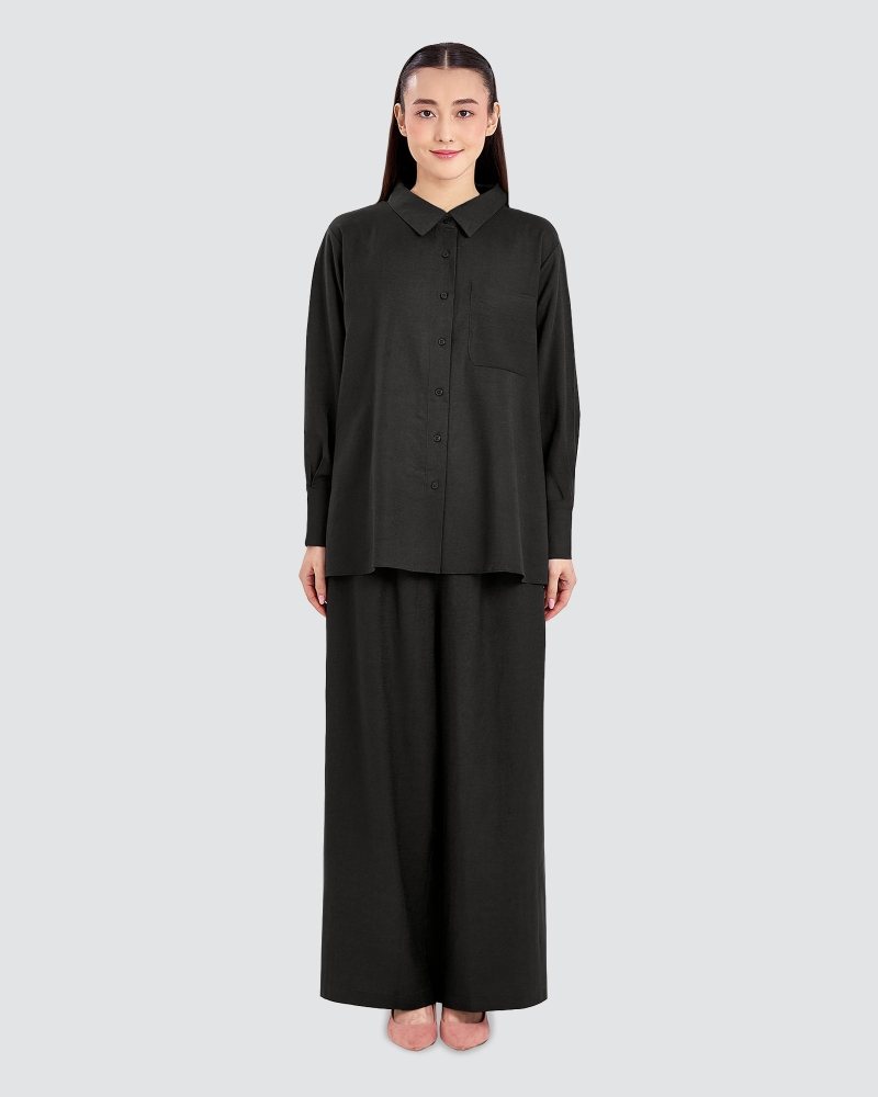 Image of FAYE LINEN PANTS - BLACK