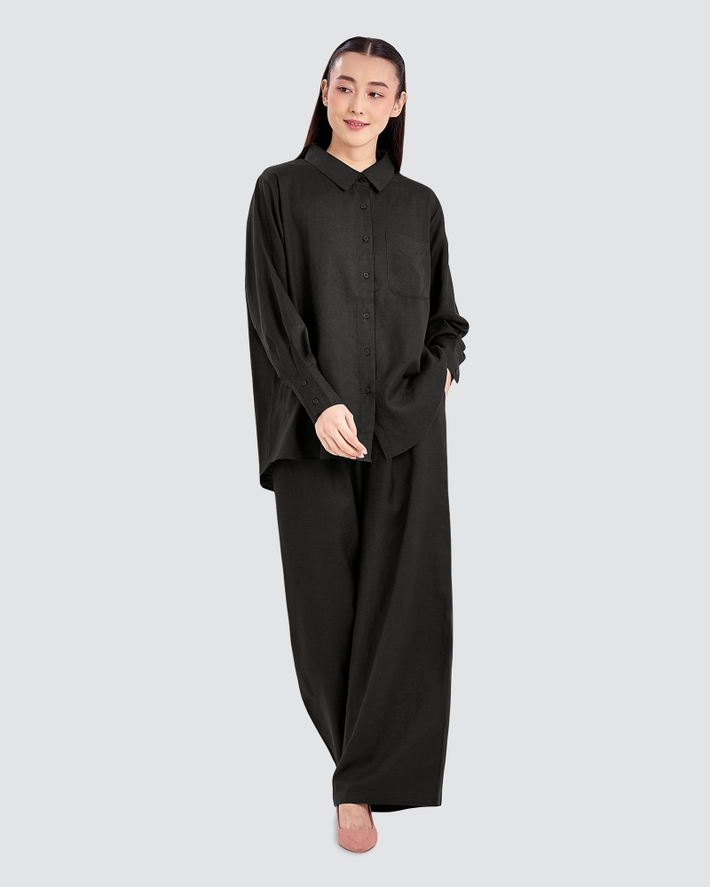 Image of FAYE LINEN PANTS - BLACK