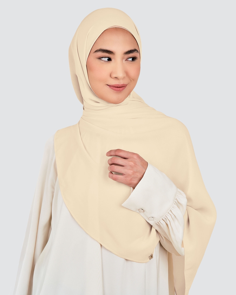 LONG CHIFFON SHAWL - BISCUIT