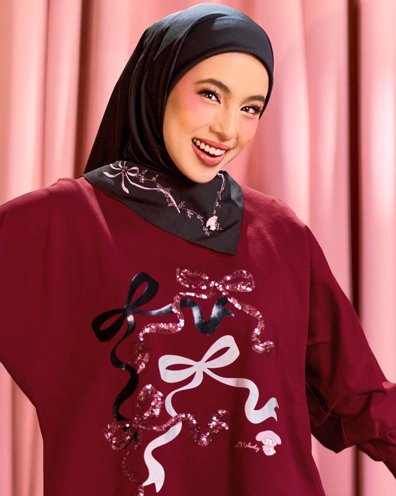 MY MELODY & NAELOFAR SEQUIN JUMPER T - CHERRY