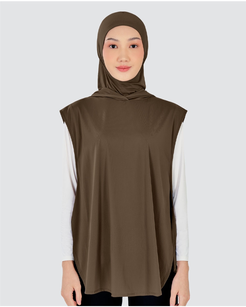 Image of nPOWER HOODIE VEST HIJAB MAXI - COFFEE BEAN
