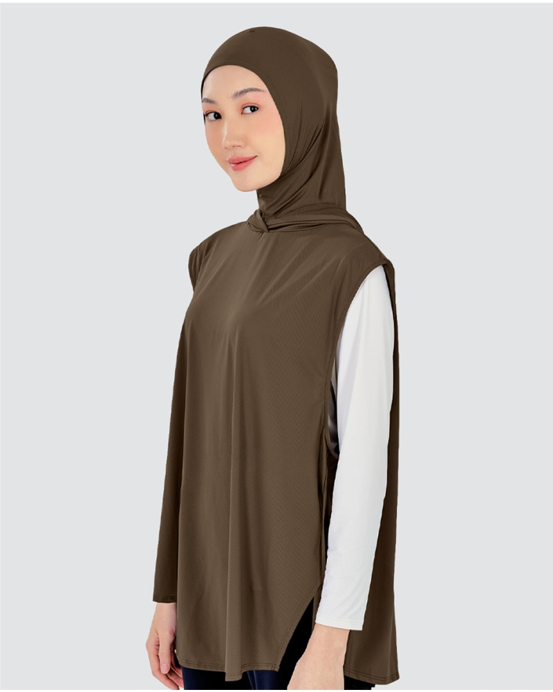Image of nPOWER HOODIE VEST HIJAB MAXI - COFFEE BEAN