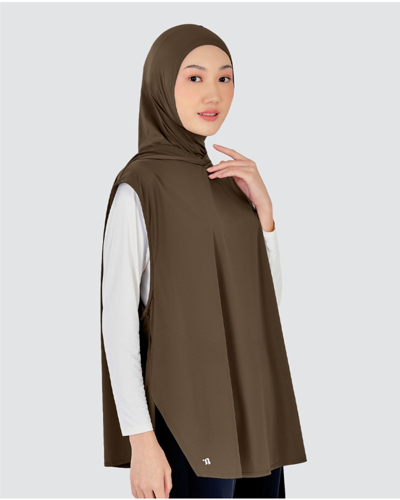 Image of nPOWER HOODIE VEST HIJAB MAXI - COFFEE BEAN