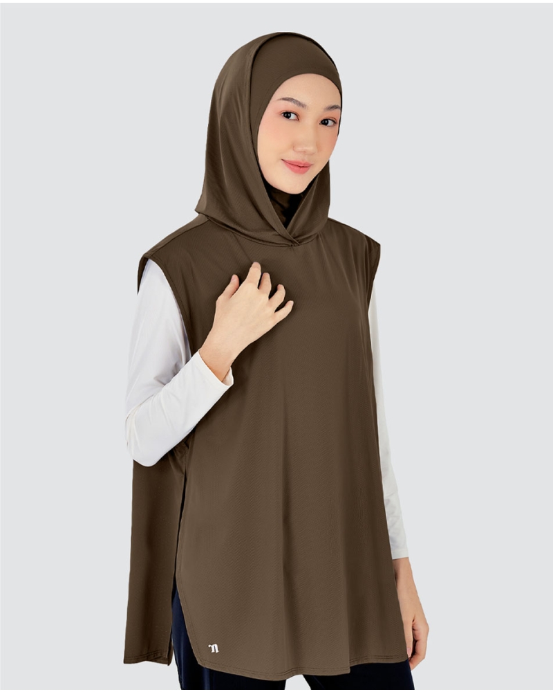Image of nPOWER HOODIE VEST HIJAB MAXI - COFFEE BEAN