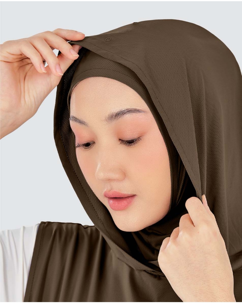 Image of nPOWER HOODIE VEST HIJAB MAXI - COFFEE BEAN