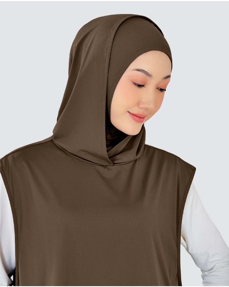 Image of nPOWER HOODIE VEST HIJAB MAXI - COFFEE BEAN