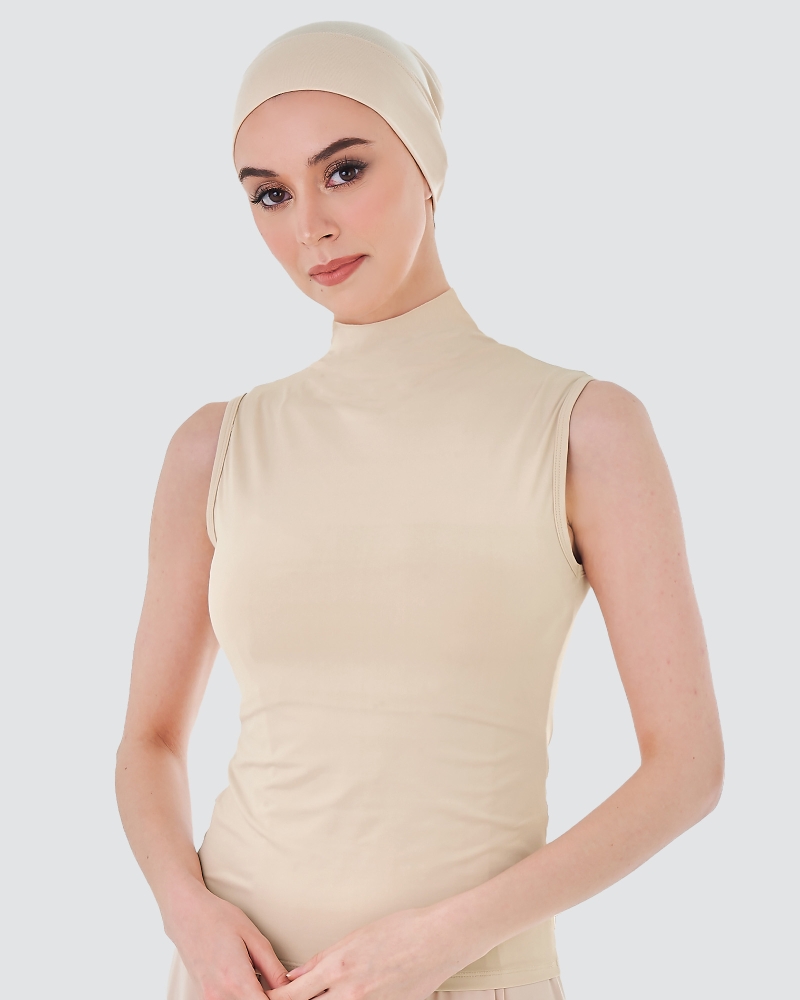 Image of NWEAR HIGH NECK SLEEVELESS TOP - NUDE