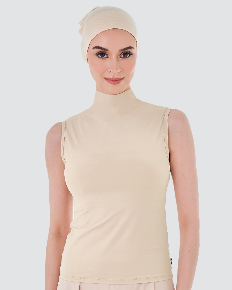 Image of NWEAR HIGH NECK SLEEVELESS TOP - NUDE