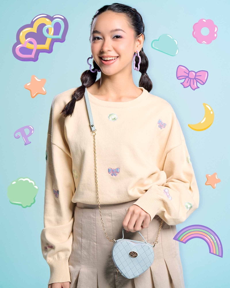 POLLY POCKET X NAELOFAR BOW JUMPER - SNUGGLE CLOUD