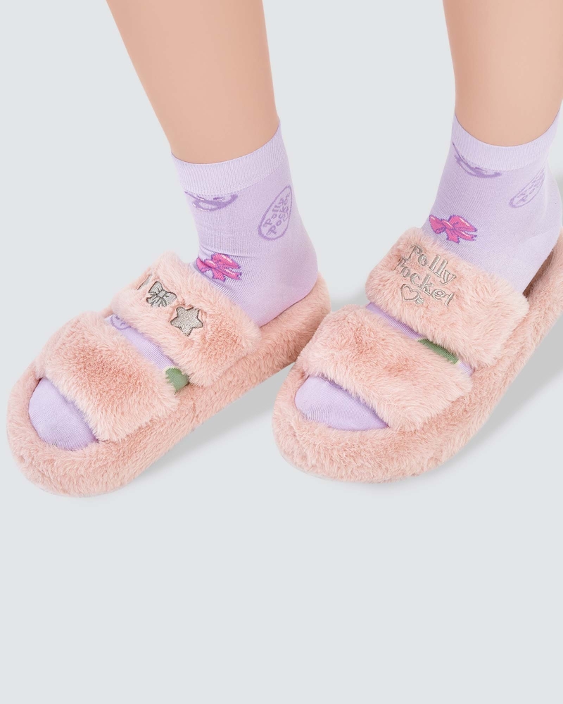 POLLY POCKET X NAELOFAR PLUSH SLIPPERS - FUZZY PINK
