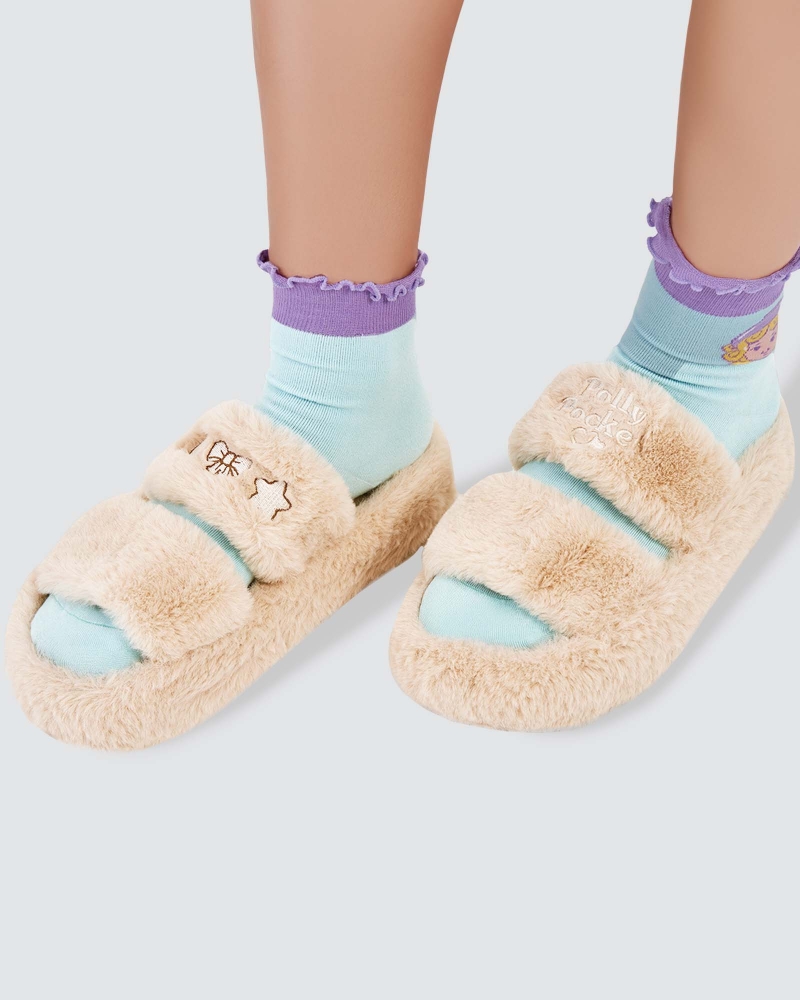 POLLY POCKET X NAELOFAR PLUSH SLIPPERS - MISTY CREAM