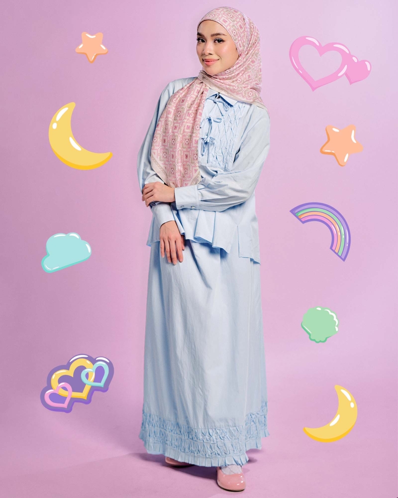 POLLY POCKET X NAELOFAR SMOCKED SKIRT - SKY GIGGLES