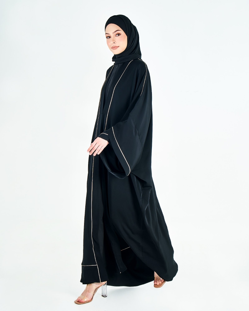 Image of AALISHA CARDIGAN ABAYA - BLACK