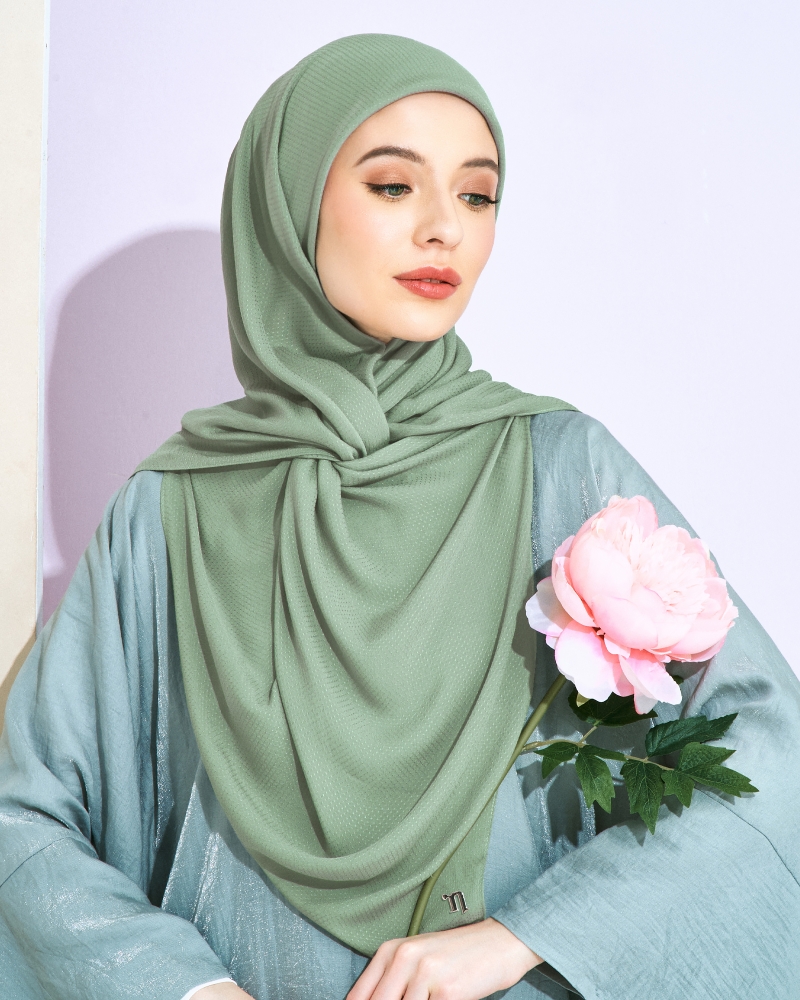 RANIA TEXTURED RAYON SQUARE - DUSTY SAGE