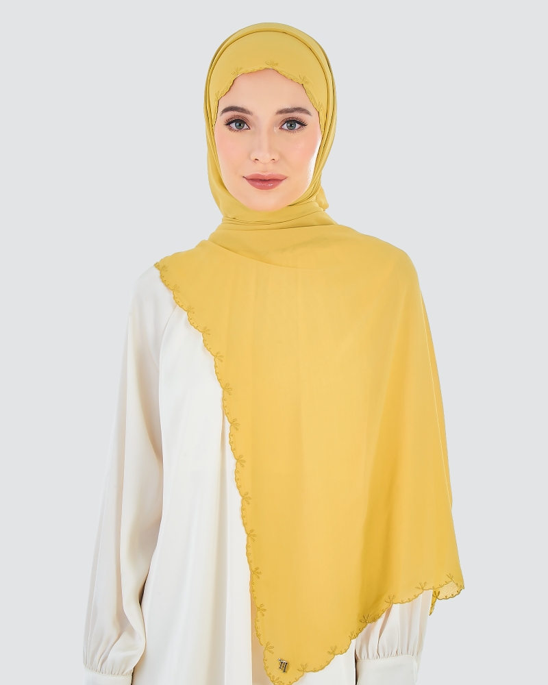 Image of SALEHA EMBROIDERED SHAWL - BUTTERSCOTCH