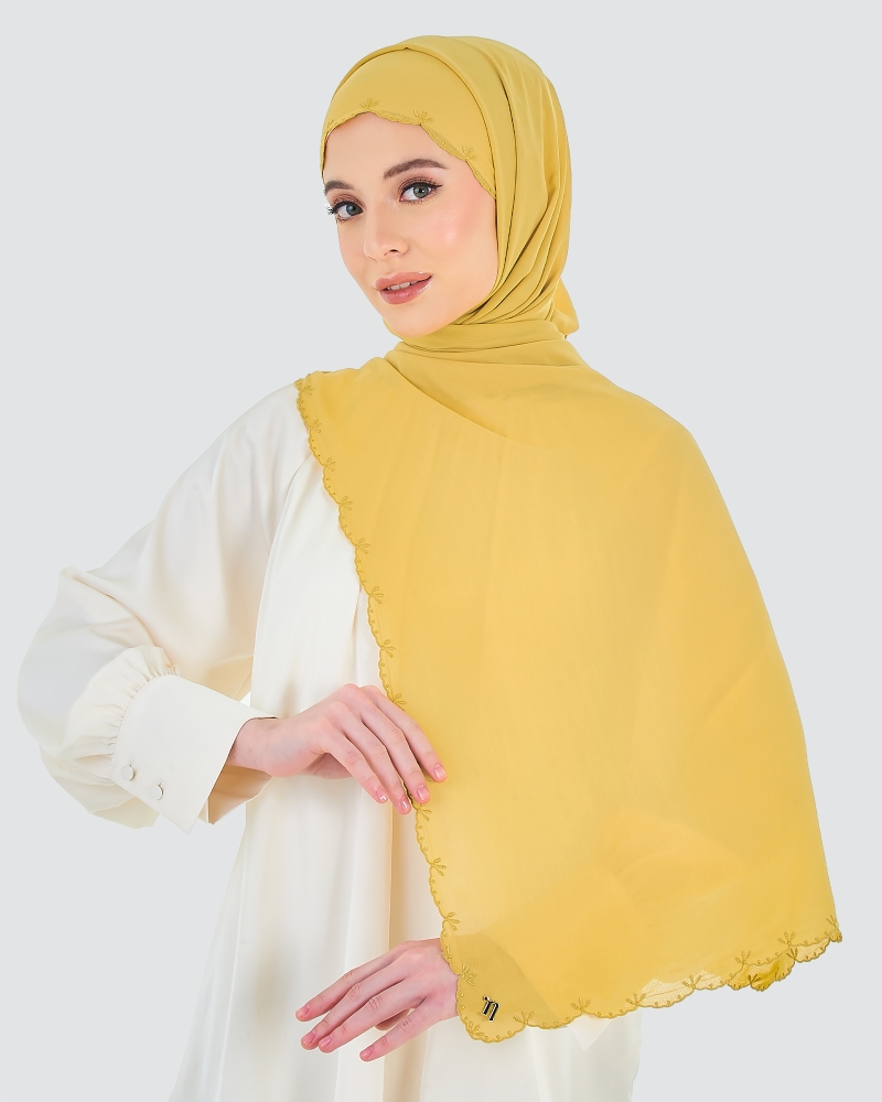 Image of SALEHA EMBROIDERED SHAWL - BUTTERSCOTCH