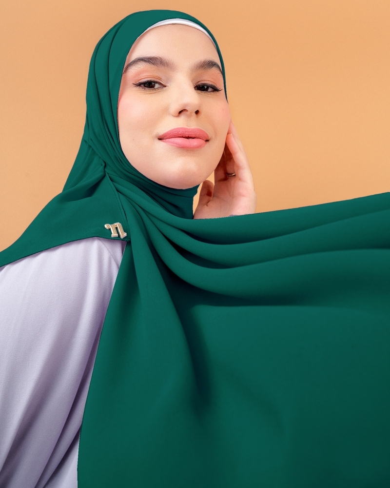Image of RAYA CHIFFON SHAWL - PINE