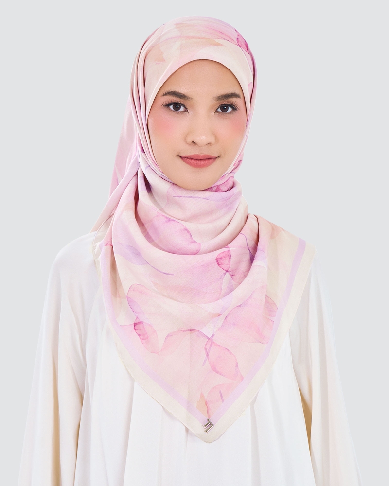 Image of WATERCOLOUR COTTON VOILE SQUARE - BLOOM VEIL