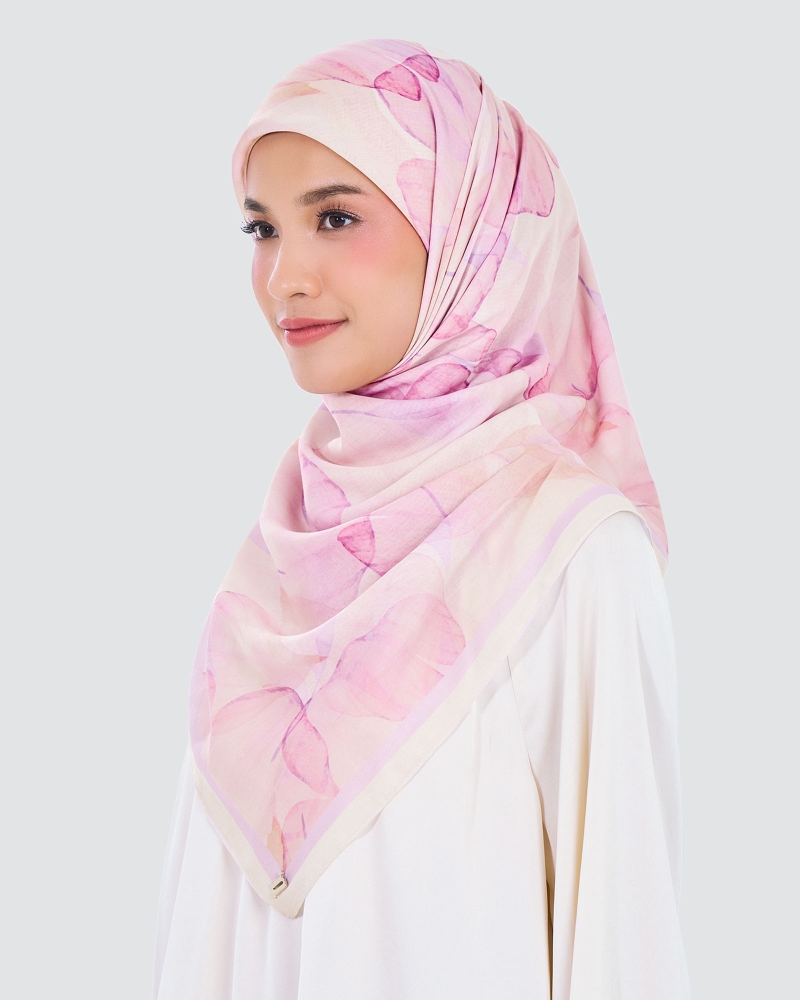 Image of WATERCOLOUR COTTON VOILE SQUARE - BLOOM VEIL