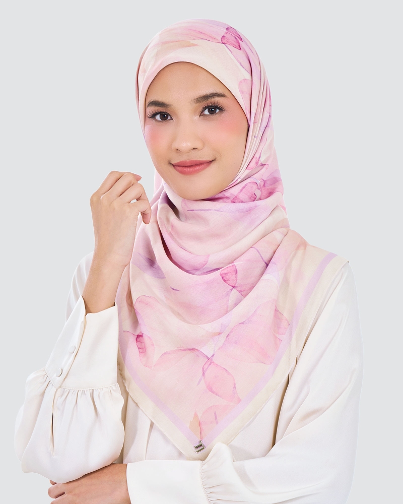 Image of WATERCOLOUR COTTON VOILE SQUARE - BLOOM VEIL