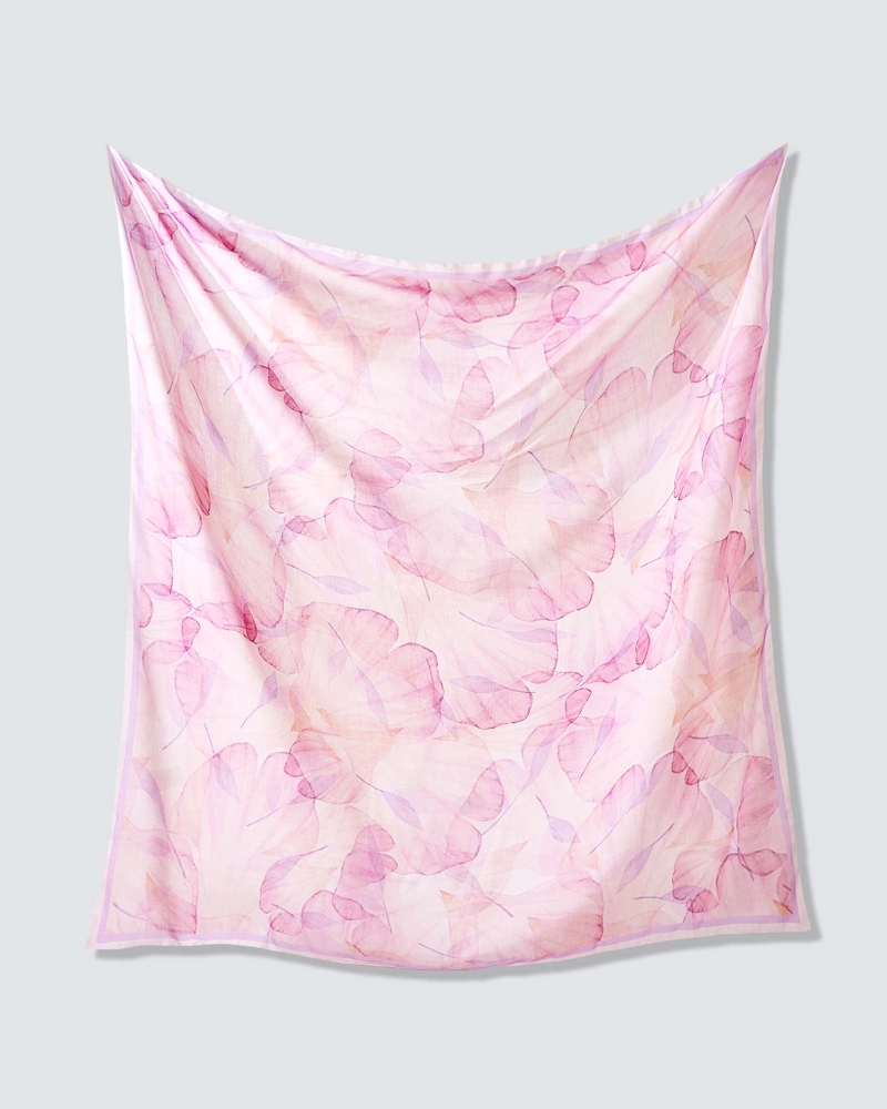 Image of WATERCOLOUR COTTON VOILE SQUARE - BLOOM VEIL