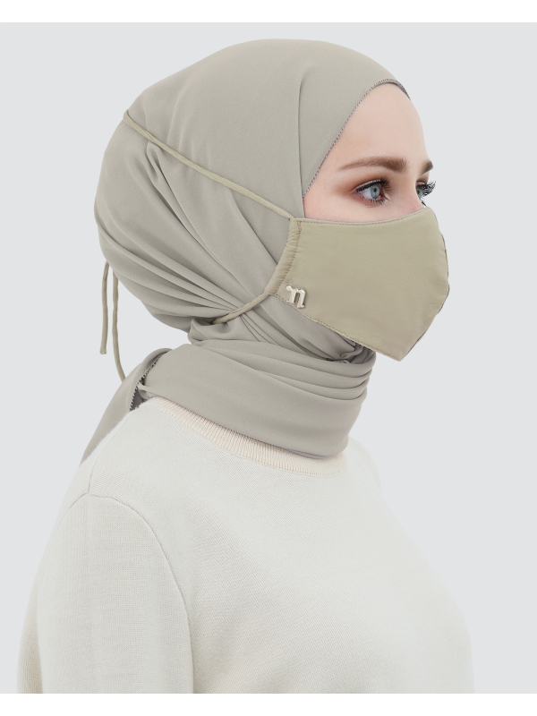 3-PLY COTTON FACE MASK - ADJUSTABLE HEADLOOP - PALE OLIVE
