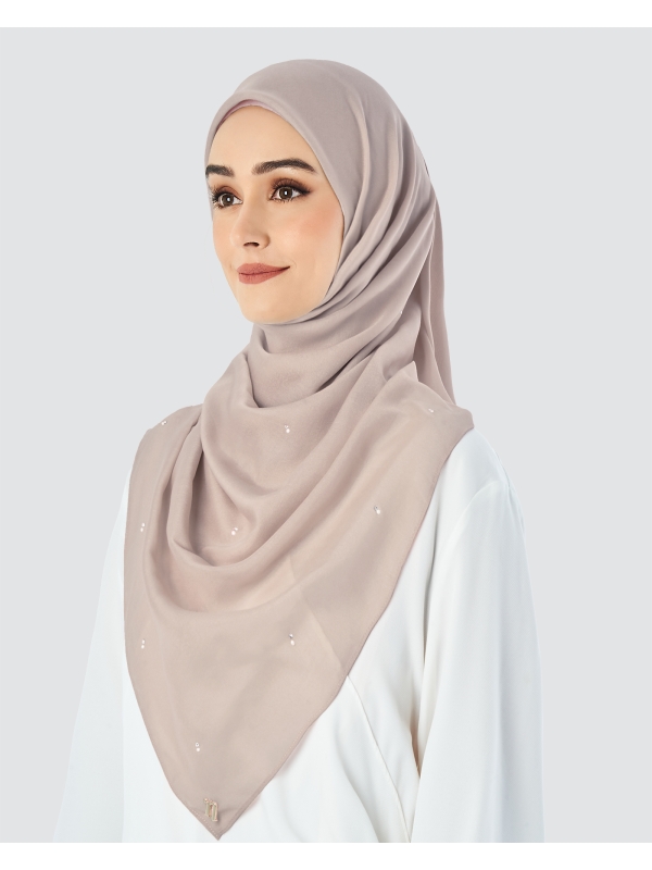 LADY WARDA CRYSTAL COTTON VOILE SQUARE - BROWN