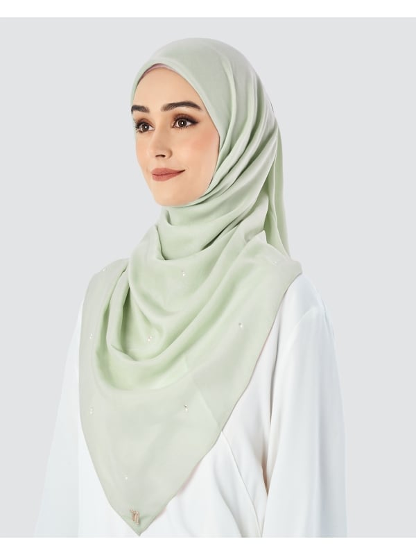 LADY WARDA CRYSTAL COTTON VOILE SQUARE - SAGE