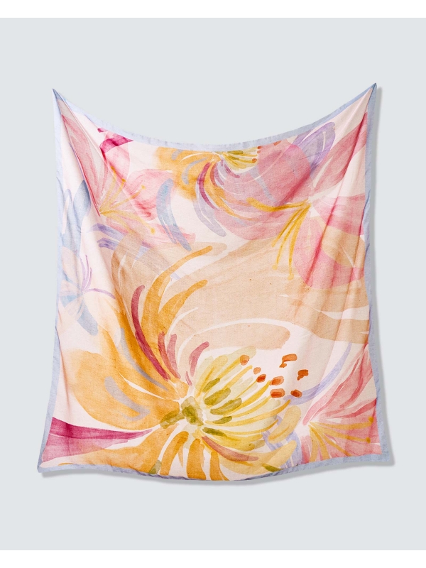WATERCOLOUR COTTON VOILE SQUARE - SERENE